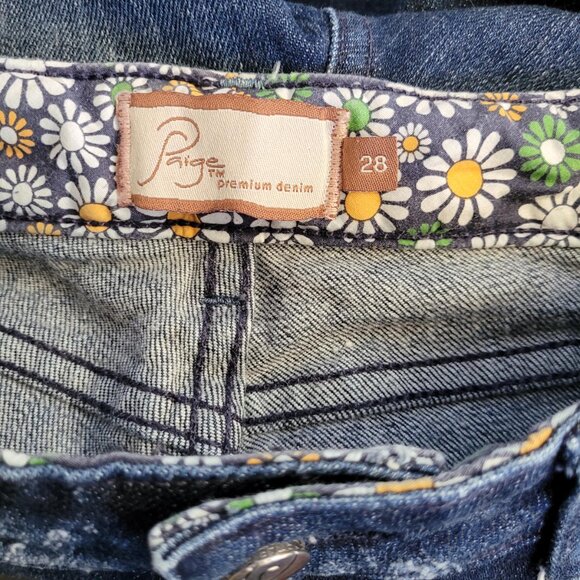Paige Jeans Size 28 Blue Heights Skinny Dark Wash Distressed Stretch - Picture 9 of 10